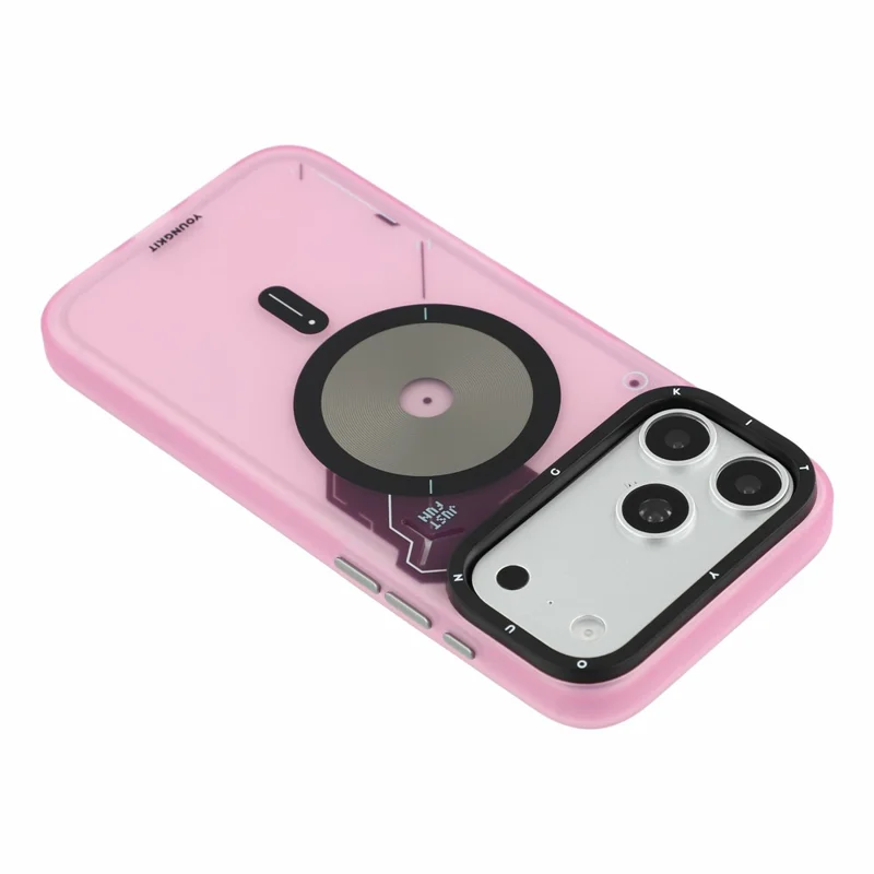 YOUNGKIT til iPhone 18 Pro Max / 17 Pro Max Magnetisk Case med Unik Skivedesign TPU + PC Telefon Bagdæksel - Pink