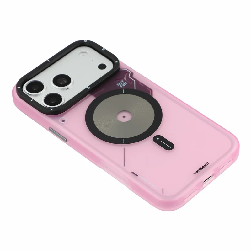 YOUNGKIT til iPhone 18 Pro Max / 17 Pro Max Magnetisk Case med Unik Skivedesign TPU + PC Telefon Bagdæksel - Pink