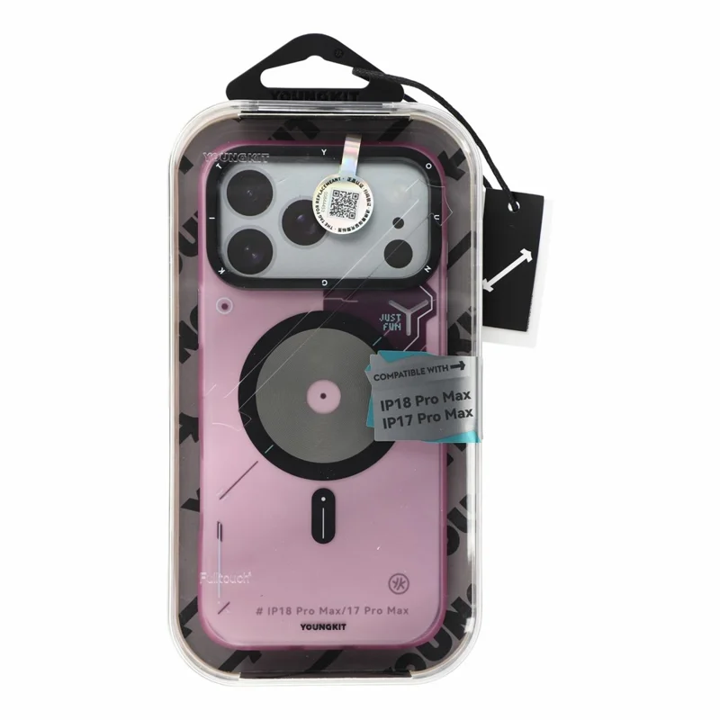 YOUNGKIT pour iPhone 18 Pro / 17 Pro Étui magnétique avec design de disque unique Coque arrière en TPU + PC - Rose