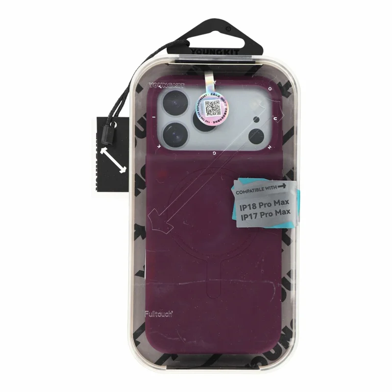 YOUNGKIT Morandi-serie til iPhone 18 Pro / 17 Pro Magnetisk hylster i flydende silikone og PC - Kirsebær rød