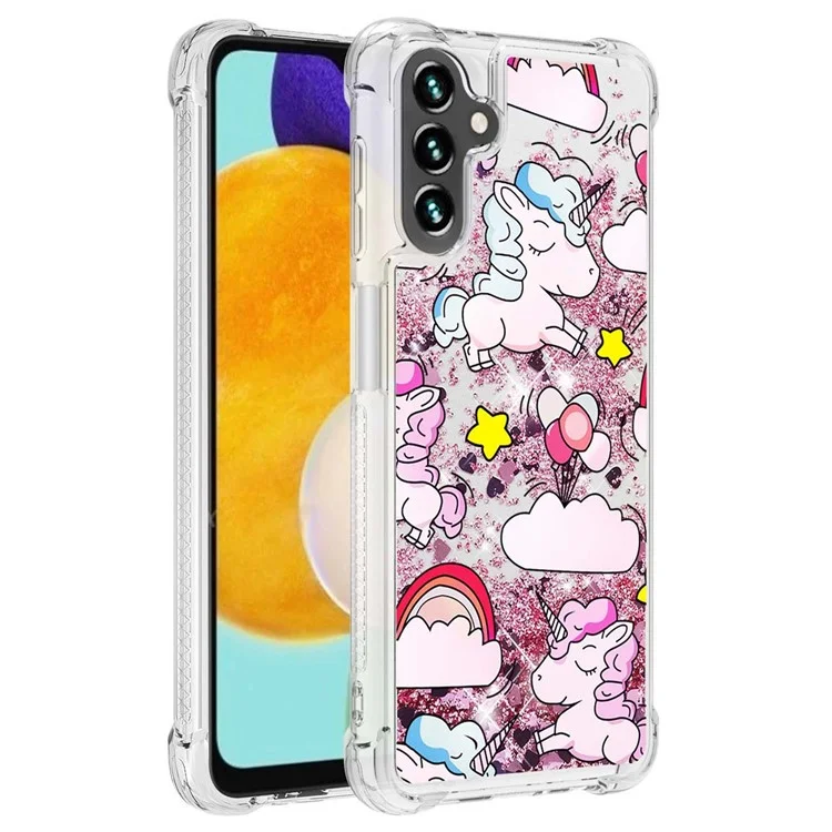 For Samsung Galaxy A34 5G TPU Case with Quicksand and Pattern Printed - Horse and Cloud