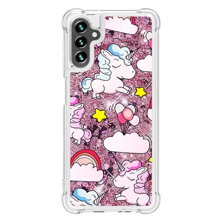 For Samsung Galaxy A34 5G TPU Case with Quicksand and Pattern Printed - Horse and Cloud