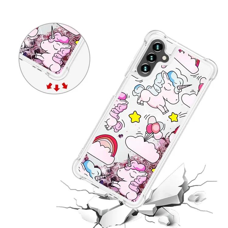 For Samsung Galaxy A34 5G TPU Case with Quicksand and Pattern Printed - Horse and Cloud