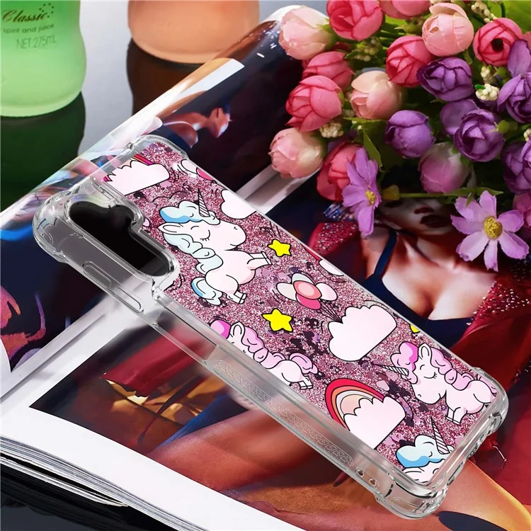 For Samsung Galaxy A34 5G TPU Case with Quicksand and Pattern Printed - Horse and Cloud