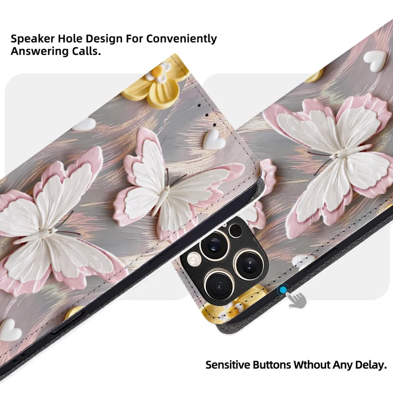 For iPhone 16 Pro Max Case Pattern Printed Magnetic Closure PU Leather Wallet Phone Cover - QMFD0005