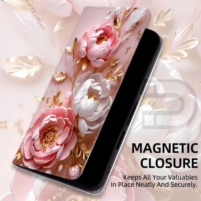 Coque pour iPhone 18 Pro Max / 17 Pro Max avec motif imprimé, fermeture magnétique, étui portefeuille en cuir PU - QMHD0008