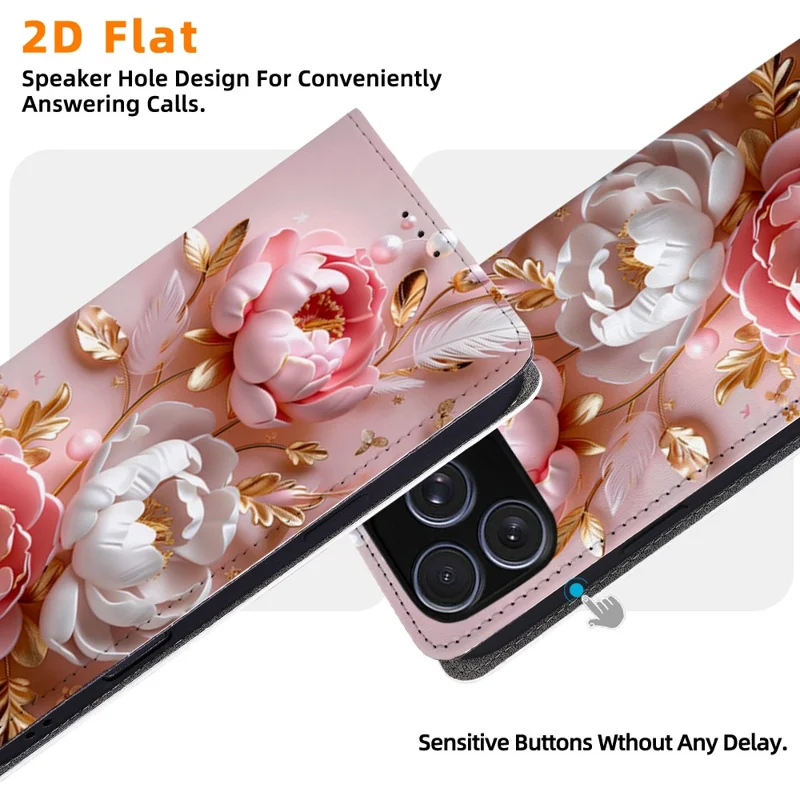 Coque pour iPhone 18 Pro Max / 17 Pro Max avec motif imprimé, fermeture magnétique, étui portefeuille en cuir PU - QMHD0008