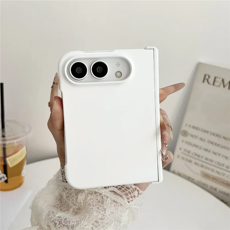 For iPhone Fold Case Skin Feel PC Phone Cover with Hinge Protection - Black