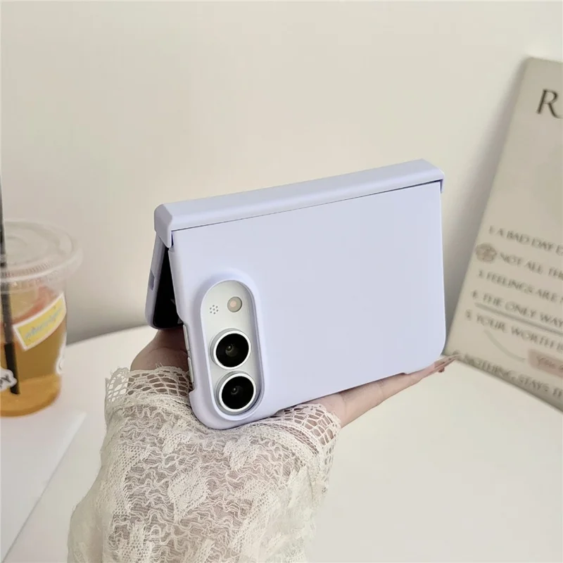 For iPhone Fold Case Skin Feel PC Phone Cover with Hinge Protection - Black