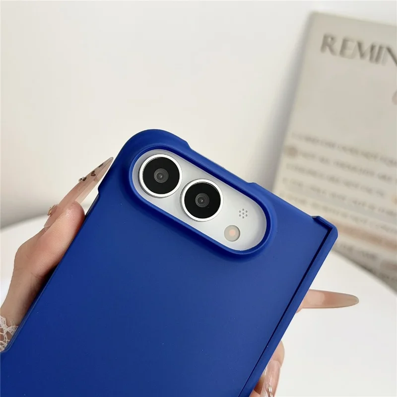 For iPhone Fold Case Skin Feel PC Phone Cover with Hinge Protection - Black