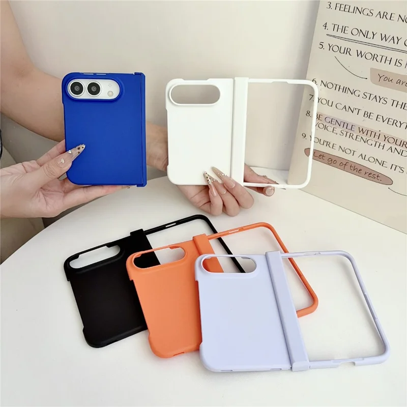 For iPhone Fold Case Skin Feel PC Phone Cover with Hinge Protection - Black