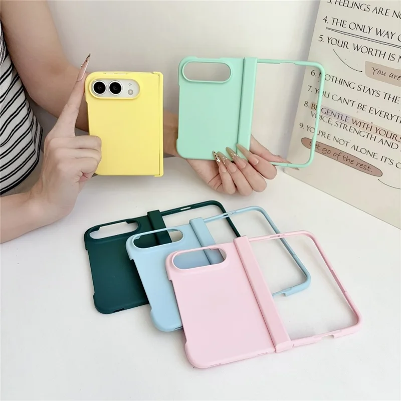 For iPhone Fold Case Skin Feel PC Phone Cover with Hinge Protection - Black