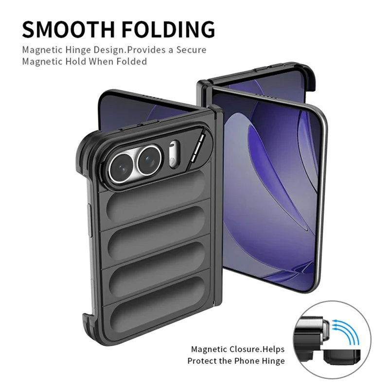 Etui na iPhone Fold z ukrytym uchwytem kickstand, magnesem i ochroną TPU + PC - Czarny