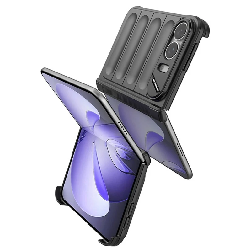 Etui na iPhone Fold z ukrytym uchwytem kickstand, magnesem i ochroną TPU + PC - Czarny