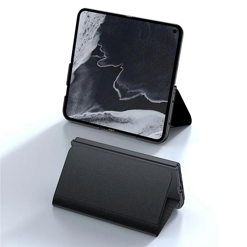 For Google Pixel 11 Pro Fold Foldable Kickstand Case Drop Protection PC + PU Leather Phone Cover - Black