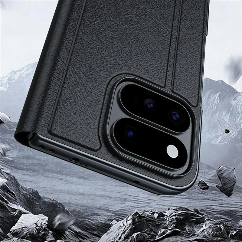 For Google Pixel 11 Pro Fold Foldable Kickstand Case Drop Protection PC + PU Leather Phone Cover - Black