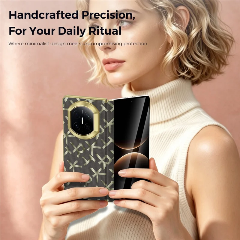 For Huawei Mate X7 Magnetisk Taske med Pixelmønster, Læder + PC, Hinge-beskyttelse, Telefonbeskyttelse - Brun