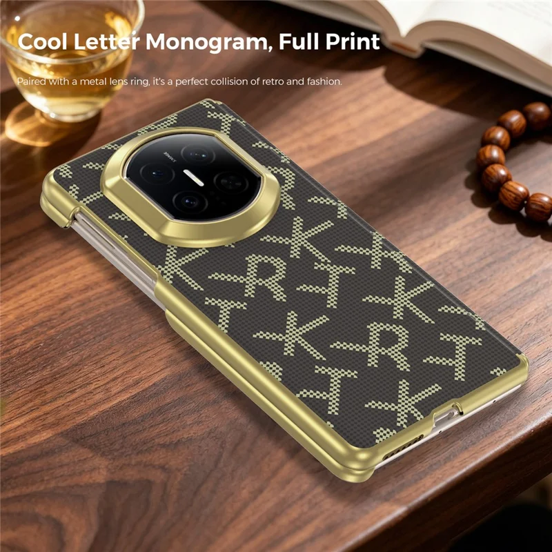For Huawei Mate X7 Magnetisk Taske med Pixelmønster, Læder + PC, Hinge-beskyttelse, Telefonbeskyttelse - Brun