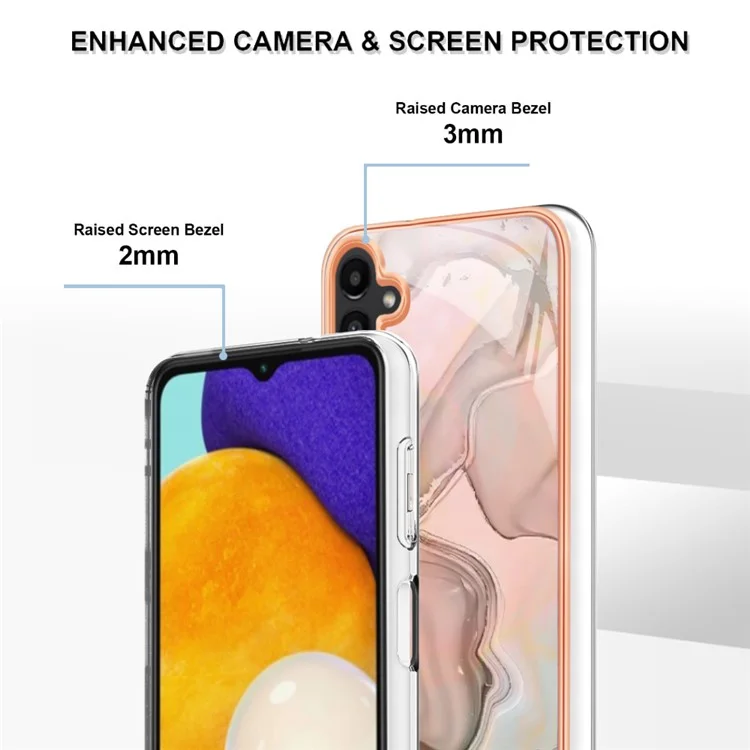 Für Samsung Galaxy A54 5G YB IMD Series-16 Style E Fall Protection Electroplating Frame TPU Cover 2.0mm IMD Marble Pattern Cell Phone Case - Pink