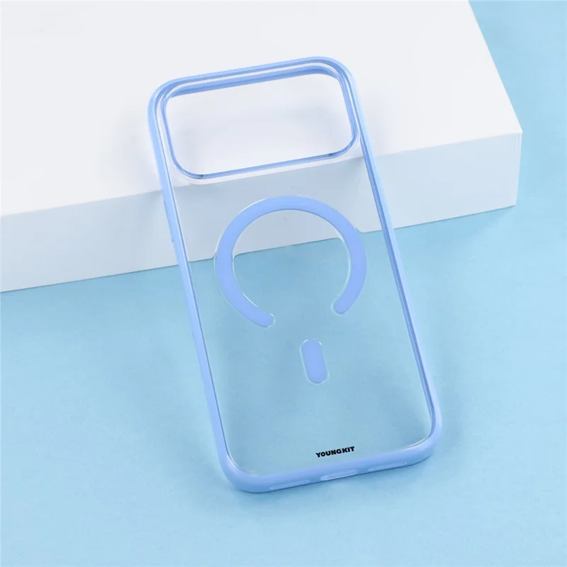 YOUNGKIT for iPhone 18 Pro Max / 17 Pro Max Clear Case Compatible with MagSafe Shockproof TPU PC Phone Back Cover - Baby Blue