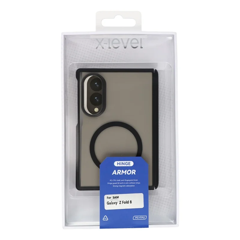 X-LEVEL per Samsung Galaxy Z Fold8 Custodia Magnetica con Protezione Cerniera in PC + TPU per Telefono Piegevole - Nero Trasparente