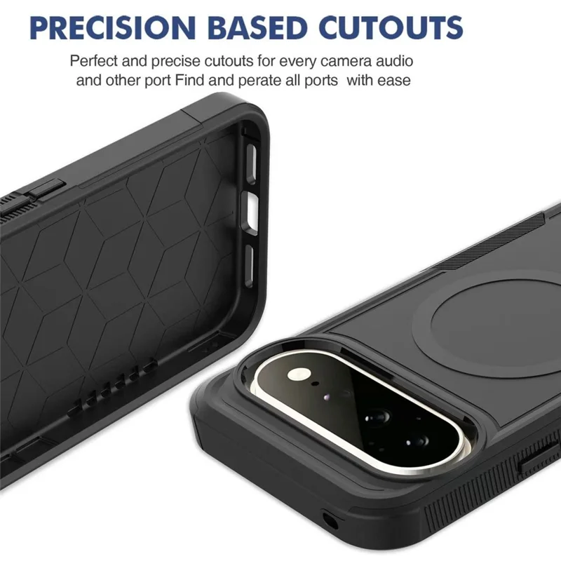 Magnetic Case for Google Pixel 11 Pro / 10 Pro / 9 Pro , Dual Layer PC + TPU Shockproof Phone Cover - Black