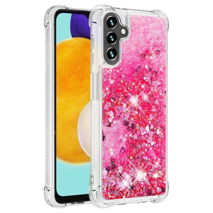 For Samsung Galaxy A54 5G TPU Case Glitter Quicksand Shockproof Phone Back Cover - Pink  /  Hearts