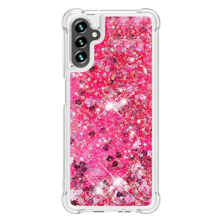 For Samsung Galaxy A54 5G TPU Case Glitter Quicksand Shockproof Phone Back Cover - Pink  /  Hearts
