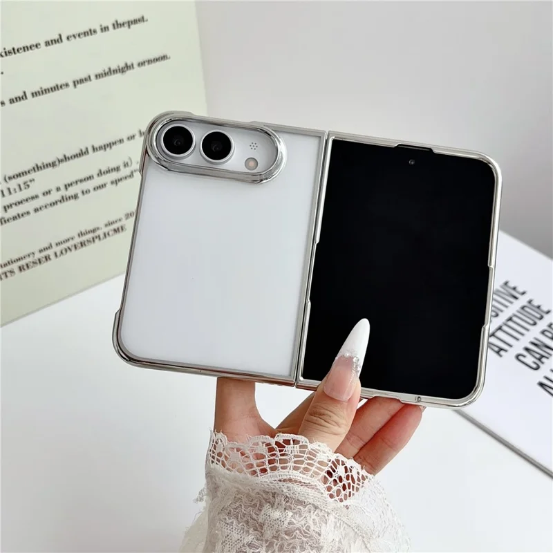Etui na iPhone Fold z powłoką elektrolityczną, ultra cienkie przezroczyste etui z tworzywa PC - Srebrny