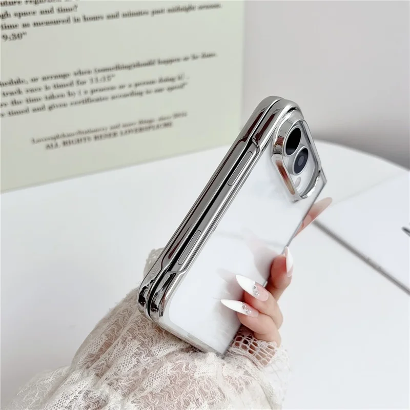 Etui na iPhone Fold z powłoką elektrolityczną, ultra cienkie przezroczyste etui z tworzywa PC - Srebrny