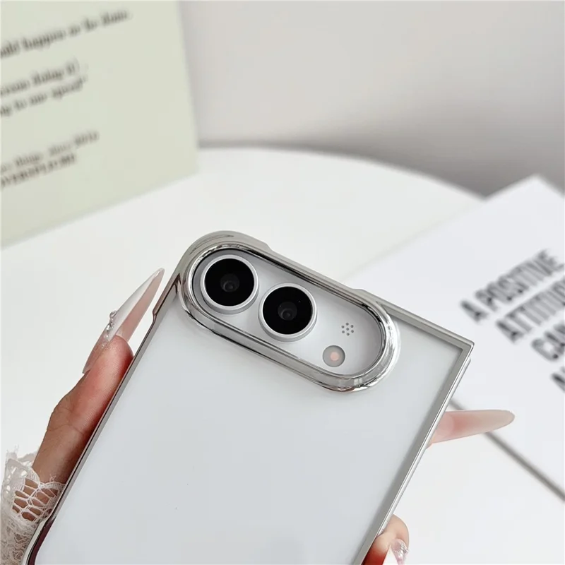 Etui na iPhone Fold z powłoką elektrolityczną, ultra cienkie przezroczyste etui z tworzywa PC - Srebrny