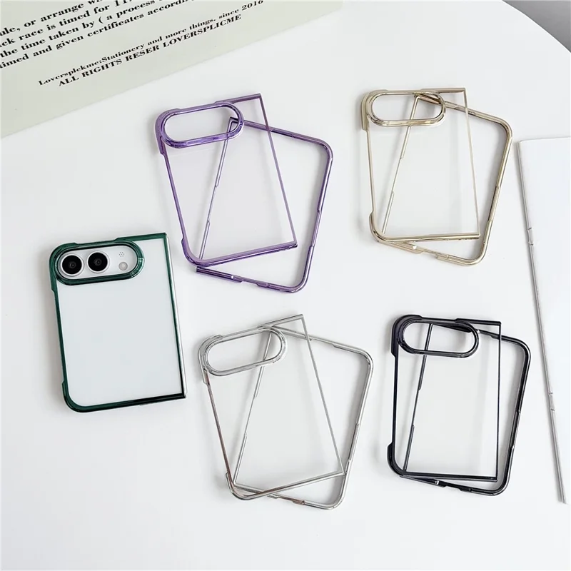 Etui na iPhone Fold z powłoką elektrolityczną, ultra cienkie przezroczyste etui z tworzywa PC - Srebrny