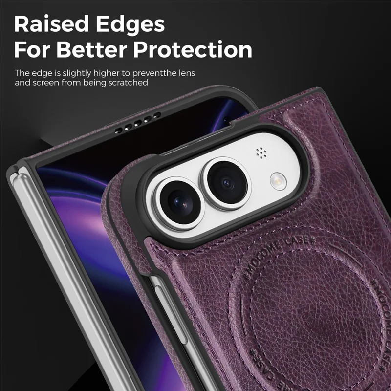 Für iPhone Fold Magnetische Hülle mit Ständer PC Silikon Leder Rückseite - Dunkelviolett