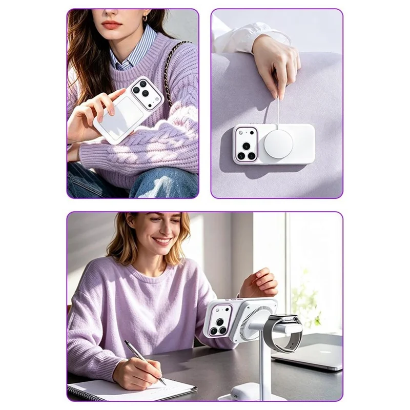 COCOBIT For iPhone 17 Pro Magnetic Case Shockproof Silicone Phone Cover - Purple