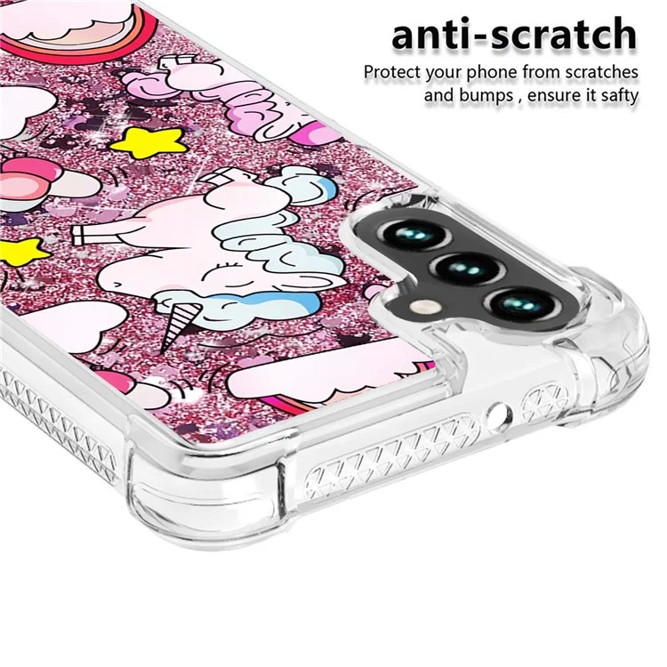 YB Quicksand Series-2 Handyhülle für Samsung Galaxy A54 5G, Anti-Sturz, Glitzereffekt, weiche TPU-Hülle, bedrucktes stoßfestes Cover - Pferd und Wolke