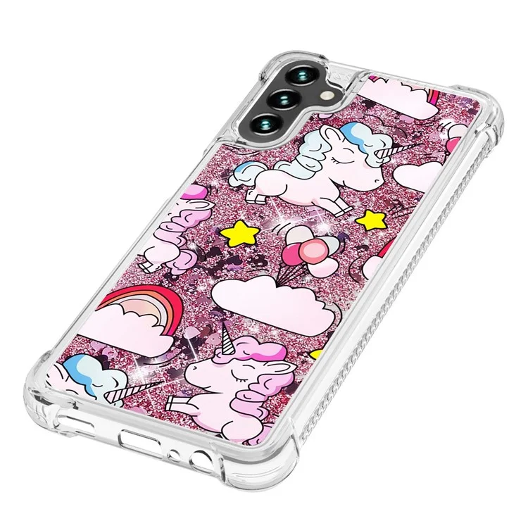 YB Quicksand Series-2 Handyhülle für Samsung Galaxy A54 5G, Anti-Sturz, Glitzereffekt, weiche TPU-Hülle, bedrucktes stoßfestes Cover - Pferd und Wolke