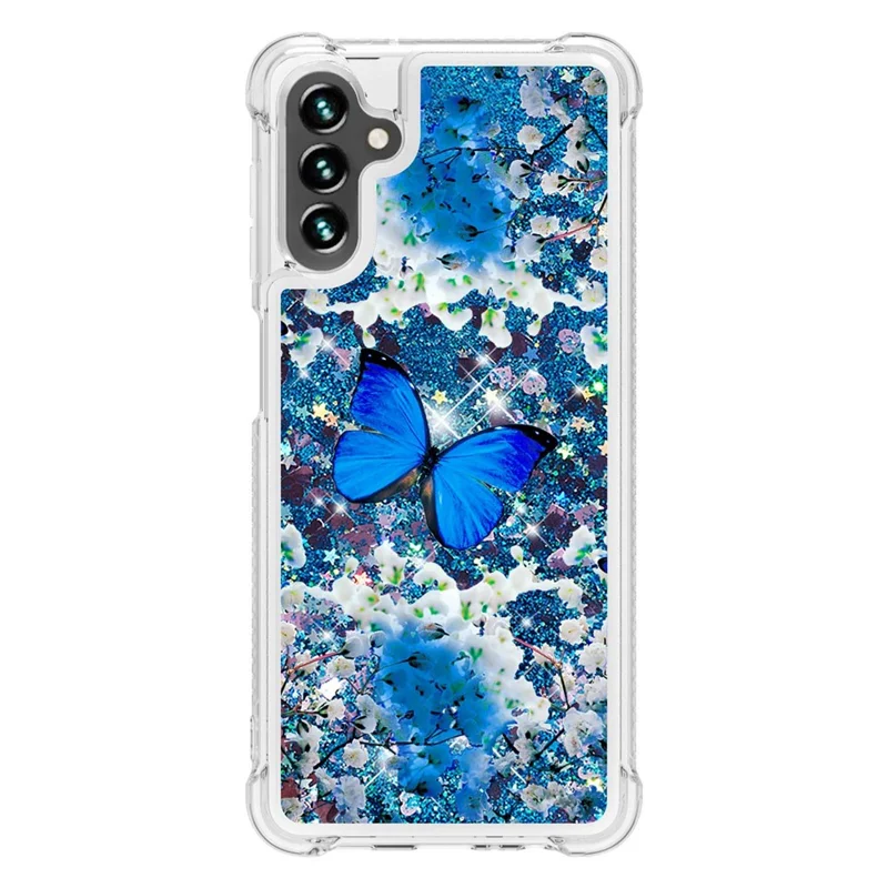 For Samsung Galaxy A54 5G TPU Case with Quicksand and Pattern Printed - Blue Butterfly