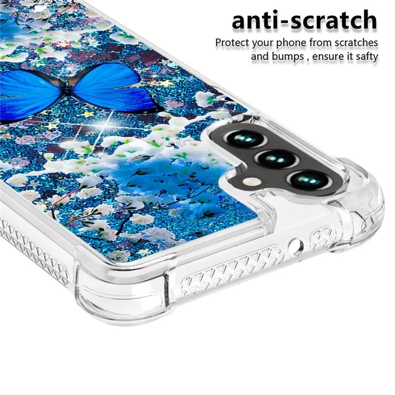 For Samsung Galaxy A54 5G TPU Case with Quicksand and Pattern Printed - Blue Butterfly