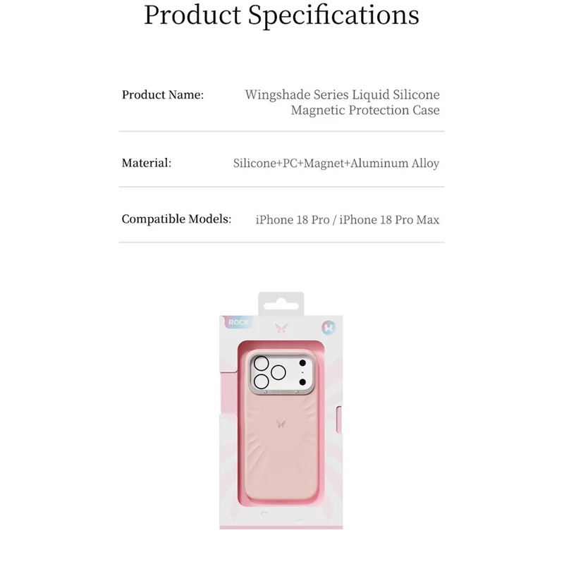 ROCK for iPhone 18 Pro Max / 17 Pro Max Magnetic Case Butterfly Pattern Liquid Silicone + PC Phone Cover with AI Button - Blue