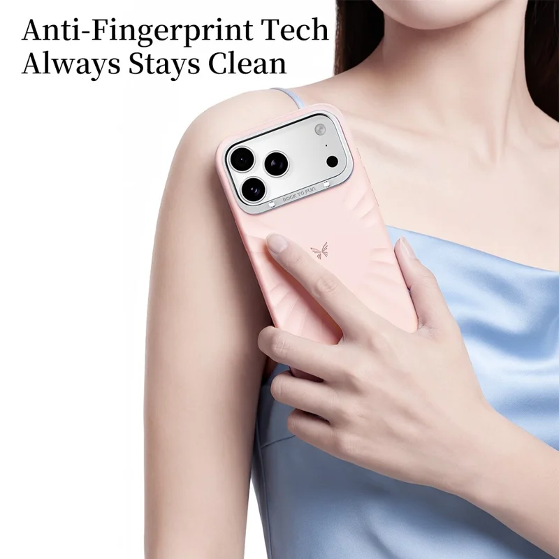 ROCK for iPhone 18 Pro Max / 17 Pro Max Magnetic Case Butterfly Pattern Liquid Silicone + PC Phone Cover with AI Button - Blue