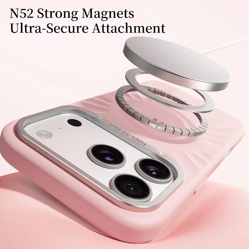 ROCK for iPhone 18 Pro Max / 17 Pro Max Magnetic Case Butterfly Pattern Liquid Silicone + PC Phone Cover with AI Button - Blue