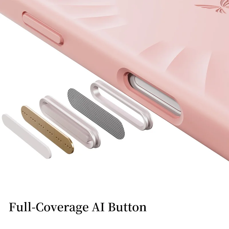 ROCK for iPhone 18 Pro Max / 17 Pro Max Magnetic Case Butterfly Pattern Liquid Silicone + PC Phone Cover with AI Button - Blue