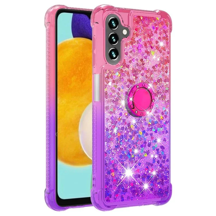 Custodia in TPU per Samsung Galaxy A54 5G YB Quicksand Series-8 Resistente agli urti, Colore sfumato Quicksand Back Cover con supporto ad anello - Rosa / Viola
