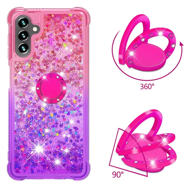 Custodia in TPU per Samsung Galaxy A54 5G YB Quicksand Series-8 Resistente agli urti, Colore sfumato Quicksand Back Cover con supporto ad anello - Rosa / Viola