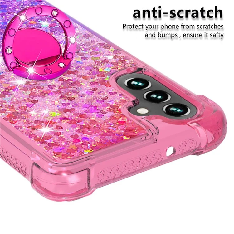 Custodia in TPU per Samsung Galaxy A54 5G YB Quicksand Series-8 Resistente agli urti, Colore sfumato Quicksand Back Cover con supporto ad anello - Rosa / Viola