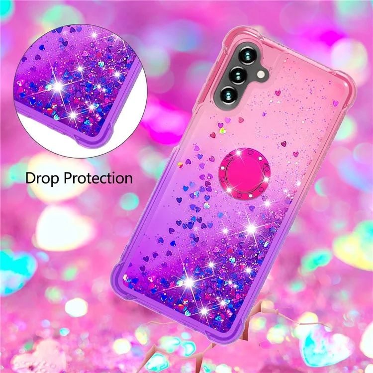 Custodia in TPU per Samsung Galaxy A54 5G YB Quicksand Series-8 Resistente agli urti, Colore sfumato Quicksand Back Cover con supporto ad anello - Rosa / Viola