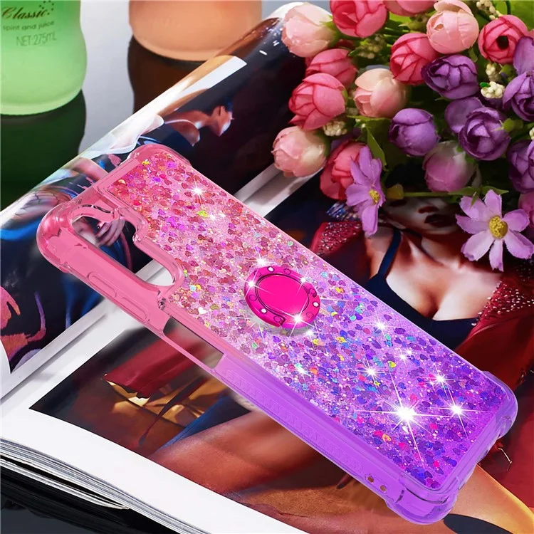 Custodia in TPU per Samsung Galaxy A54 5G YB Quicksand Series-8 Resistente agli urti, Colore sfumato Quicksand Back Cover con supporto ad anello - Rosa / Viola