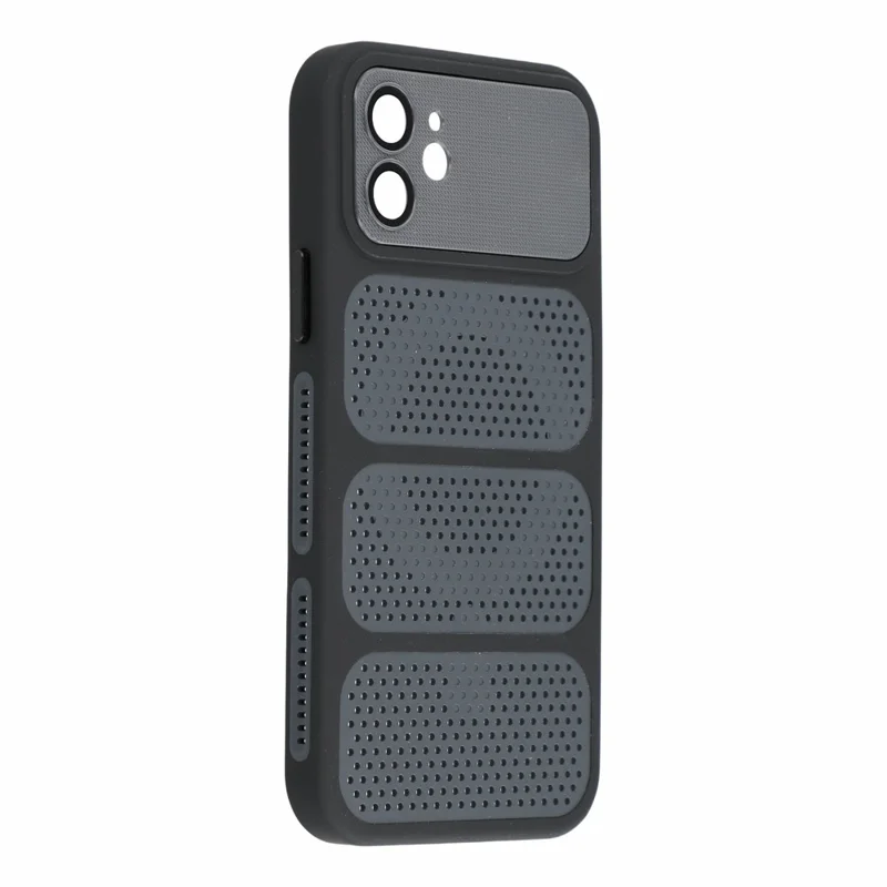 For iPhone 12 Case Compatible with MagSafe Triple Vented Cooling PC+TPU Phone Cover - Black