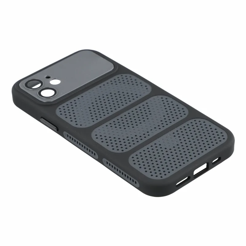 For iPhone 12 Case Compatible with MagSafe Triple Vented Cooling PC+TPU Phone Cover - Black