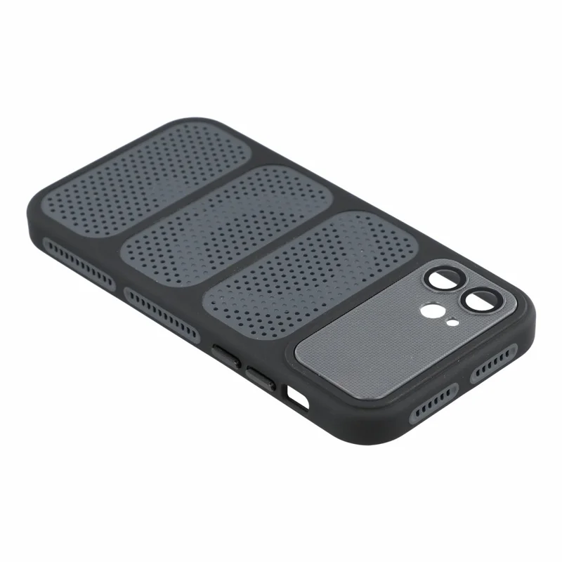 For iPhone 12 Case Compatible with MagSafe Triple Vented Cooling PC+TPU Phone Cover - Black